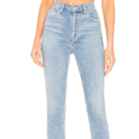 Agolde Jeans Denim Nico High Rise Slim Fit Embark Light Blue Size 26 - Picture 2 of 3